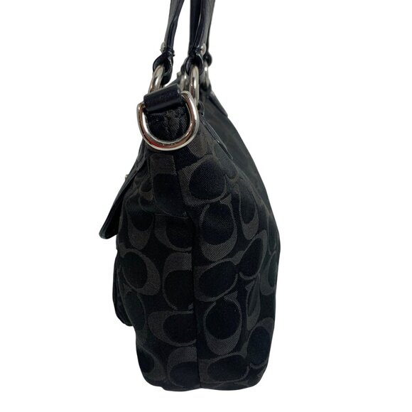 COACH Soho Black Jacquard Signature Logo Leather Trim Hand Bag NO STRAP or TAG - Picture 2 of 12